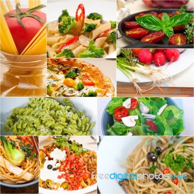 Healthy Vegetarian Vegan Food Collage Stock Photo