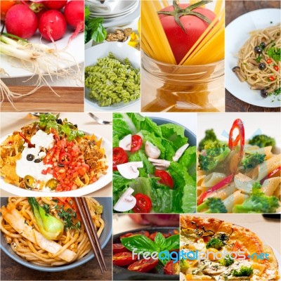 Healthy Vegetarian Vegan Food Collage Stock Photo