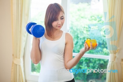 Healthy Woman With Vegetables Stock Photo