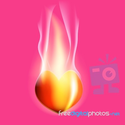 Heart Afire Of Valentine's Day Stock Image