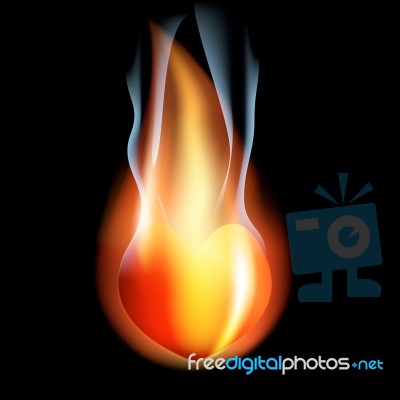 Heart Afire Of Valentin`s Day Stock Image