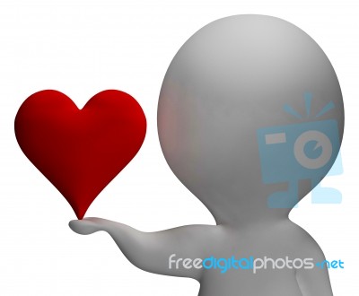 Heart And 3d Character Showing Love And Valentines Stock Image