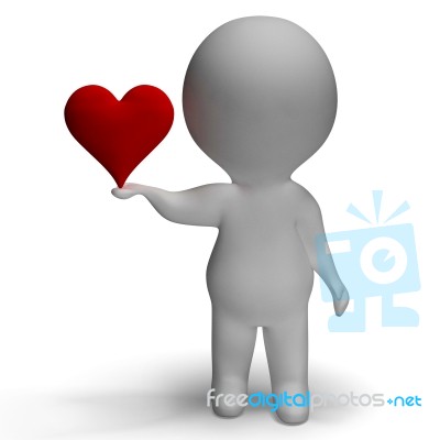 Heart And 3d Character Showing Love For Girlfriend Stock Image