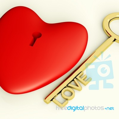 Heart And Key With Love Text Stock Image