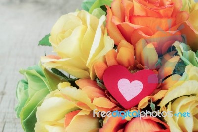 Heart And Roses With Colorful Stock Photo