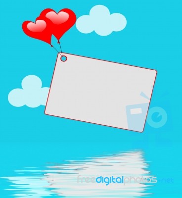 Heart Balloons On Note Displays Sweet Invitation Or Affection No… Stock Image