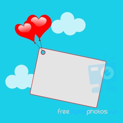 Heart Balloons On Note Means Sweet Invitation Or Affection Note Stock Image