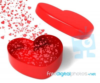 Heart Box Releasing Hearts Shows Spreading Love And Affection Stock Image