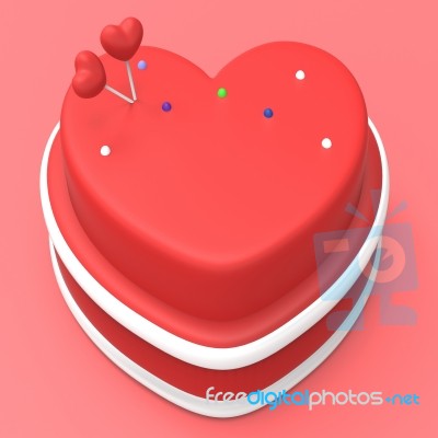 Heart Cake Represents Valentines Day And Gateau Stock Image