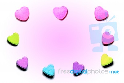 Heart Candies Frame For Valentines Concept Stock Photo