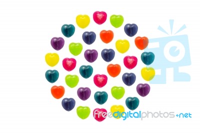 Heart Candy Set In Full Circle Shape For Valentine Stock Photo