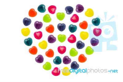 Heart Candy Set In Full Heart Shape For Valentine Stock Photo