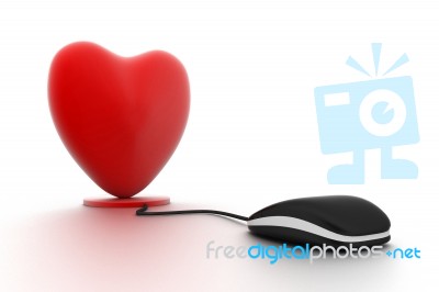 Heart Connected To Computer Mouse Stock Image