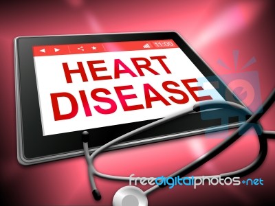 Heart Disease Tablet Indicates Online Cardio 3d Illustration Stock Image