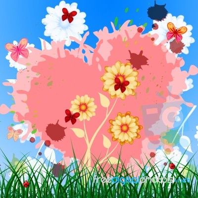 Heart Floral Represents Valentine Day And Blooming Stock Image