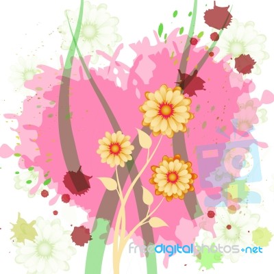 Heart Floral Shows Valentine Day And Blooming Stock Image