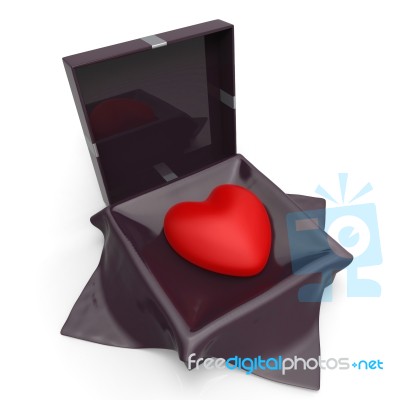 Heart Gift Indicates Valentine Day And Affection Stock Image