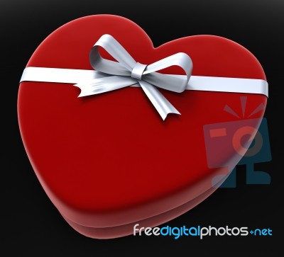 Heart Gift Represents Valentine Day And Box Stock Image