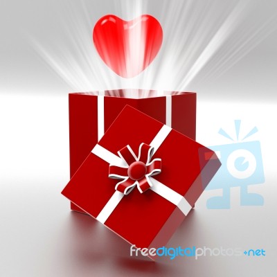 Heart Giftbox Represents Valentines Day And Celebrate Stock Image