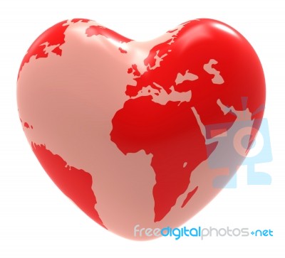 Heart Globe Indicates Valentine Day And Affection Stock Image