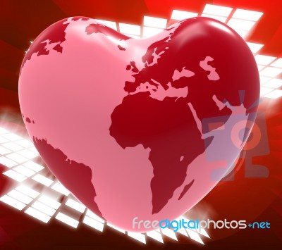 Heart Globe Means Valentine's Day And Earth Stock Image