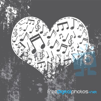 Heart Grunge With Music Inside Stock Image