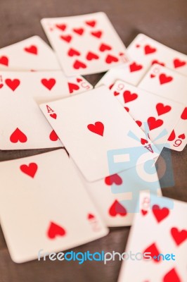 Heart Hoker Cards On Wooden Background Stock Photo