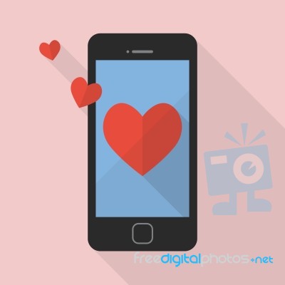 Heart Icon On Smart Phone Stock Image