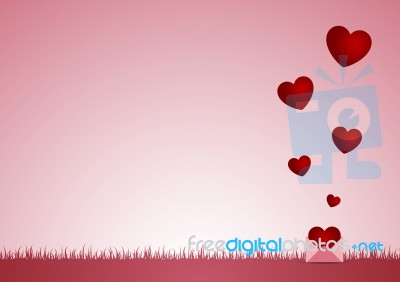 Heart Letter Envelope With Grass  Background Stock Image