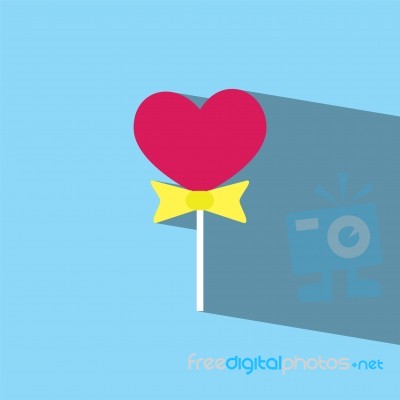 Heart Lollipop Flat Icon   Illustration  Stock Image