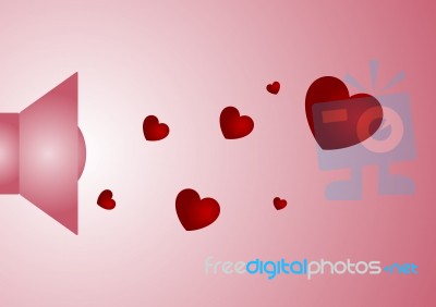 Heart Loudspeaker  Background Stock Image