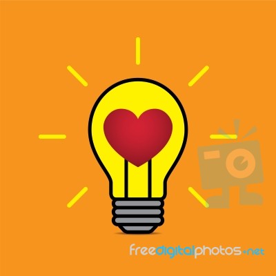 Heart Love Light Bulb Flat Design Icon  Illustration Stock Image