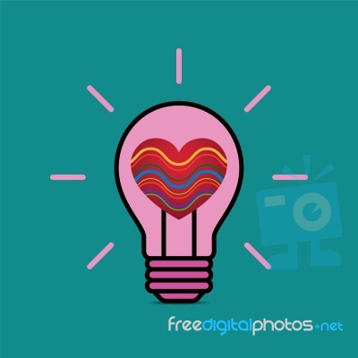 Heart Love Light Bulb Flat Design Icon  Illustration Stock Image