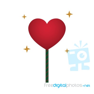 Heart Love Lollipop Sweet Food Flat Design Icon  Illustrat Stock Image