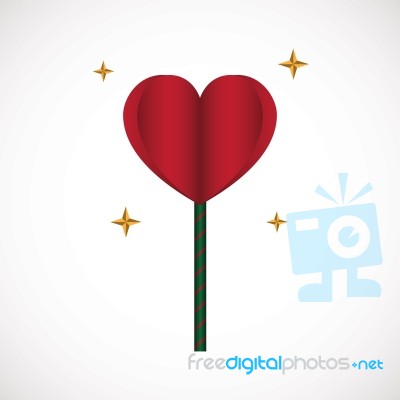 Heart Love Lollipop Sweet Food Flat Design Icon  Illustrat Stock Image