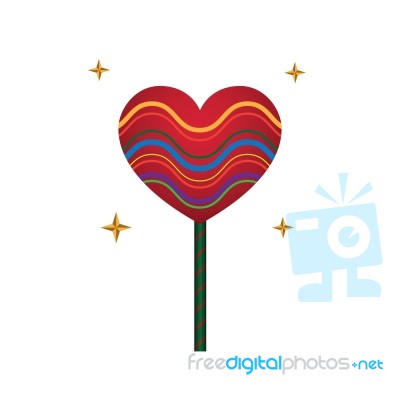 Heart Love Lollipop Sweet Food Flat Design Icon  Illustrat Stock Image