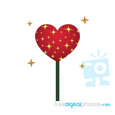 Heart Love Lollipop Sweet Food Flat Design Icon  Illustrat Stock Image