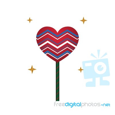 Heart Love Lollipop Sweet Food Flat Design Icon  Illustrat Stock Image