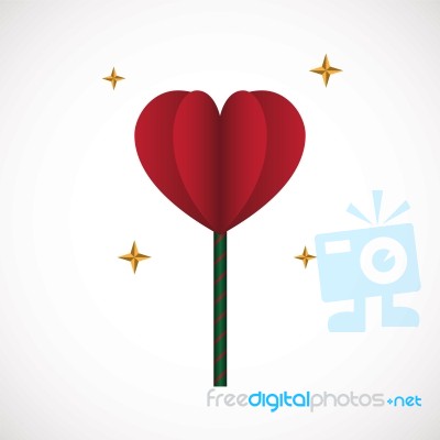 Heart Love Lollipop Sweet Food Flat Design Icon  Illustrat Stock Image