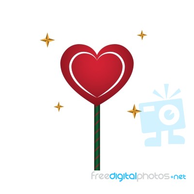 Heart Love Lollipop Sweet Food Flat Design Icon  Illustrat Stock Image