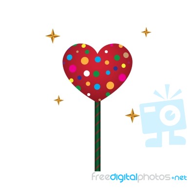 Heart Love Lollipop Sweet Food Flat Design Icon  Illustrat Stock Image