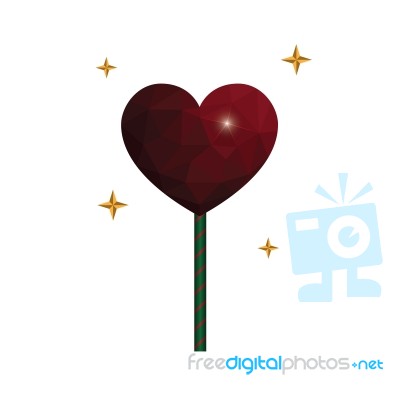 Heart Love Polygon Geometric Lollipop Sweet Food Flat Design Ico… Stock Image