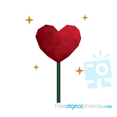 Heart Love Polygon Geometric Lollipop Sweet Food Flat Design Ico… Stock Image