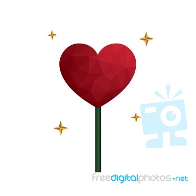 Heart Love Polygon Geometric Lollipop Sweet Food Flat Design Ico… Stock Image