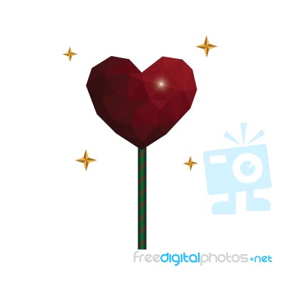 Heart Love Polygon Geometric Lollipop Sweet Food Flat Design Ico… Stock Image