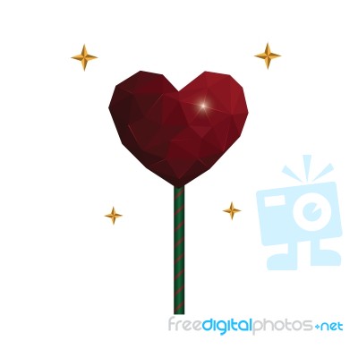 Heart Love Polygon Geometric Lollipop Sweet Food Flat Design Ico… Stock Image