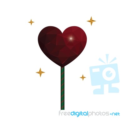 Heart Love Polygon Geometric Lollipop Sweet Food Flat Design Ico… Stock Image