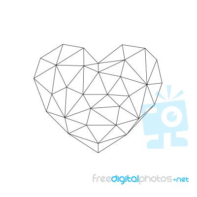 Heart Love Polygon Geometric Thin Line Flat Design Icon  I Stock Image