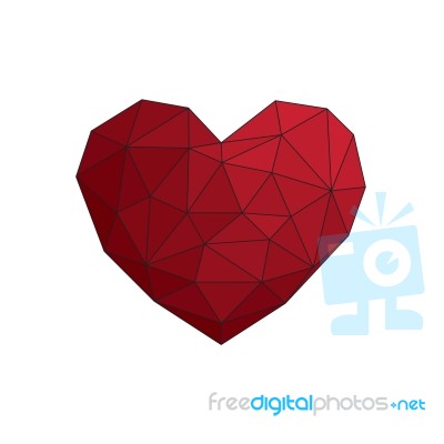 Heart Love Polygon Geometric Thin Line Flat Design Icon  I Stock Image