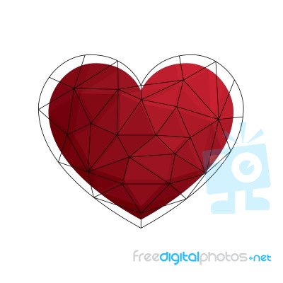 Heart Love Polygon Geometric Thin Line Flat Design Icon  I Stock Image